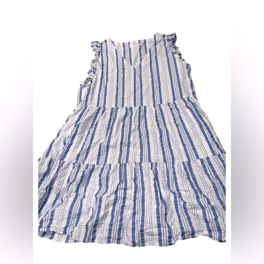 Time & Tru Blue/White Striped Babydoll Dress Size XXL - Picture 3 of 4